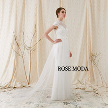 Load image into Gallery viewer, Rosemoda Custom Made Sheath Short Sleeve Elegant Bridal Gown With Key Hole Back
