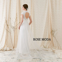 Load image into Gallery viewer, Rosemoda Custom Made Sheath Short Sleeve Elegant Bridal Gown With Key Hole Back
