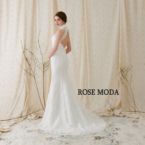 rosemoda lace bridal gown back side