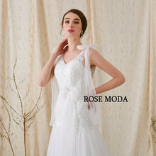 Load image into Gallery viewer, Rosemoda V Neck Lace Fit and Flare Trumpet Wedding Dress With Open Back
