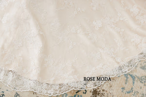 Rosemoda Chantilly Lace A Line Wedding Dress With Strapless Sweetheart Neckline